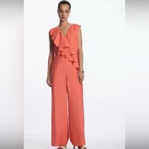 COS Coral Ruffles Jumpsuit Size 8